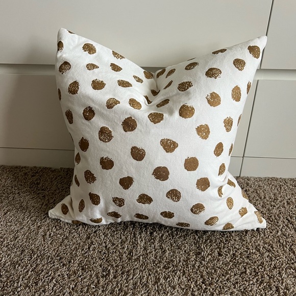 Polka dot throw pillow COVERS ONLY. Gold and white. - Picture 1 of 2